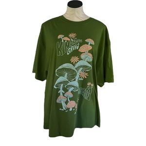 Y2K Cottage FairyCore Green Mushroom Tee